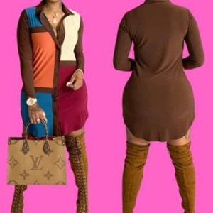 Mocha Colorblock Dress
